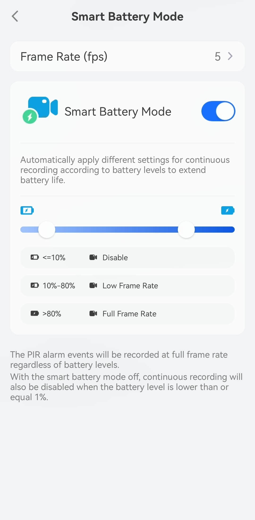 smart battery mode frame rate