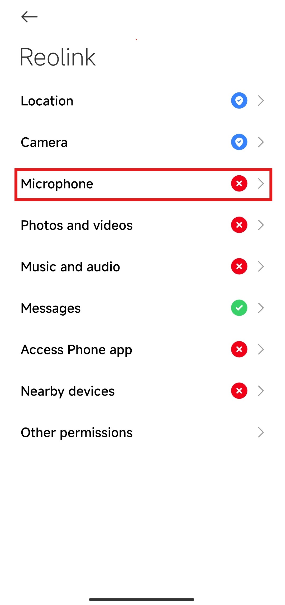 select microphone permission