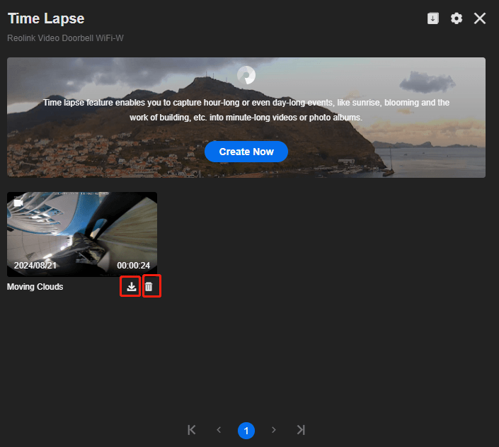 download and delete the time lapse files