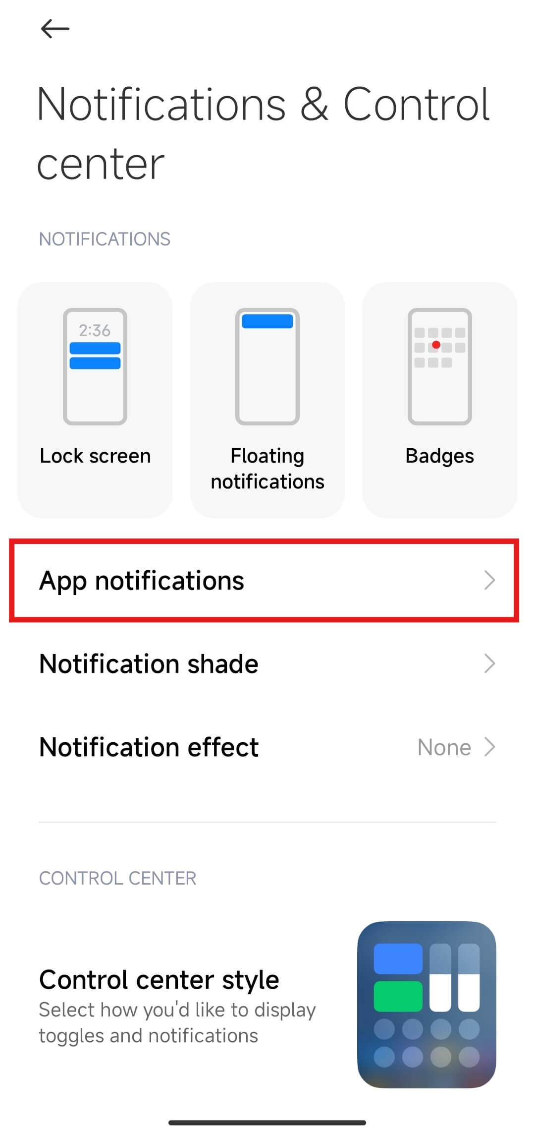 notification settings