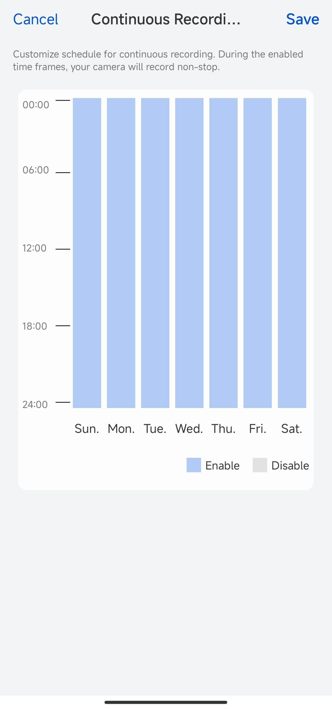 all days continuous recording schedule