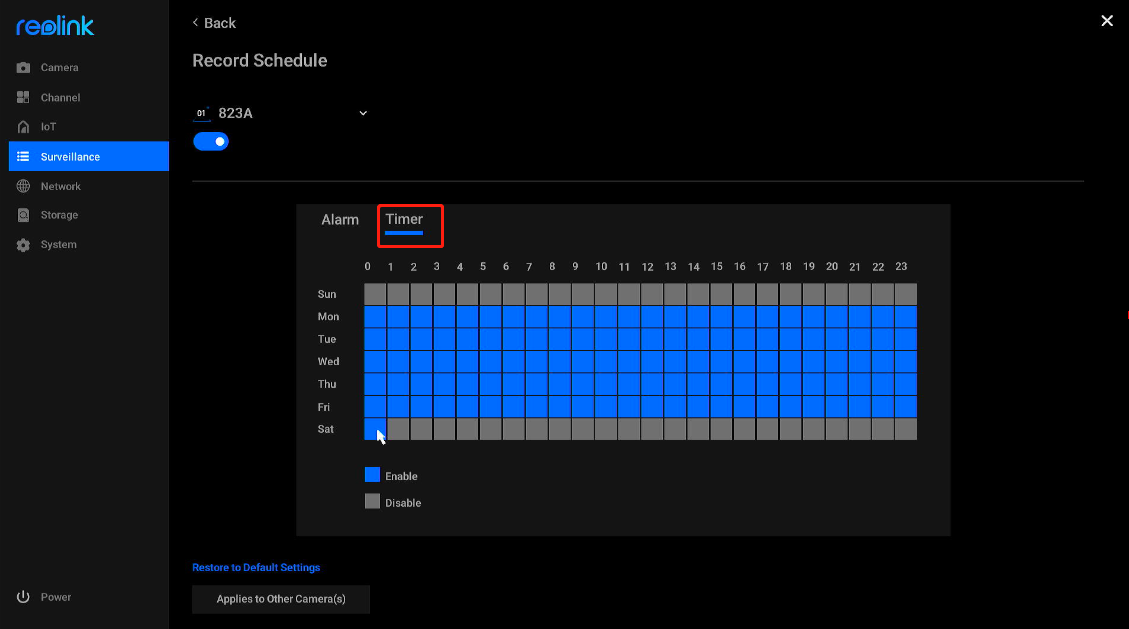 timer recording schedule