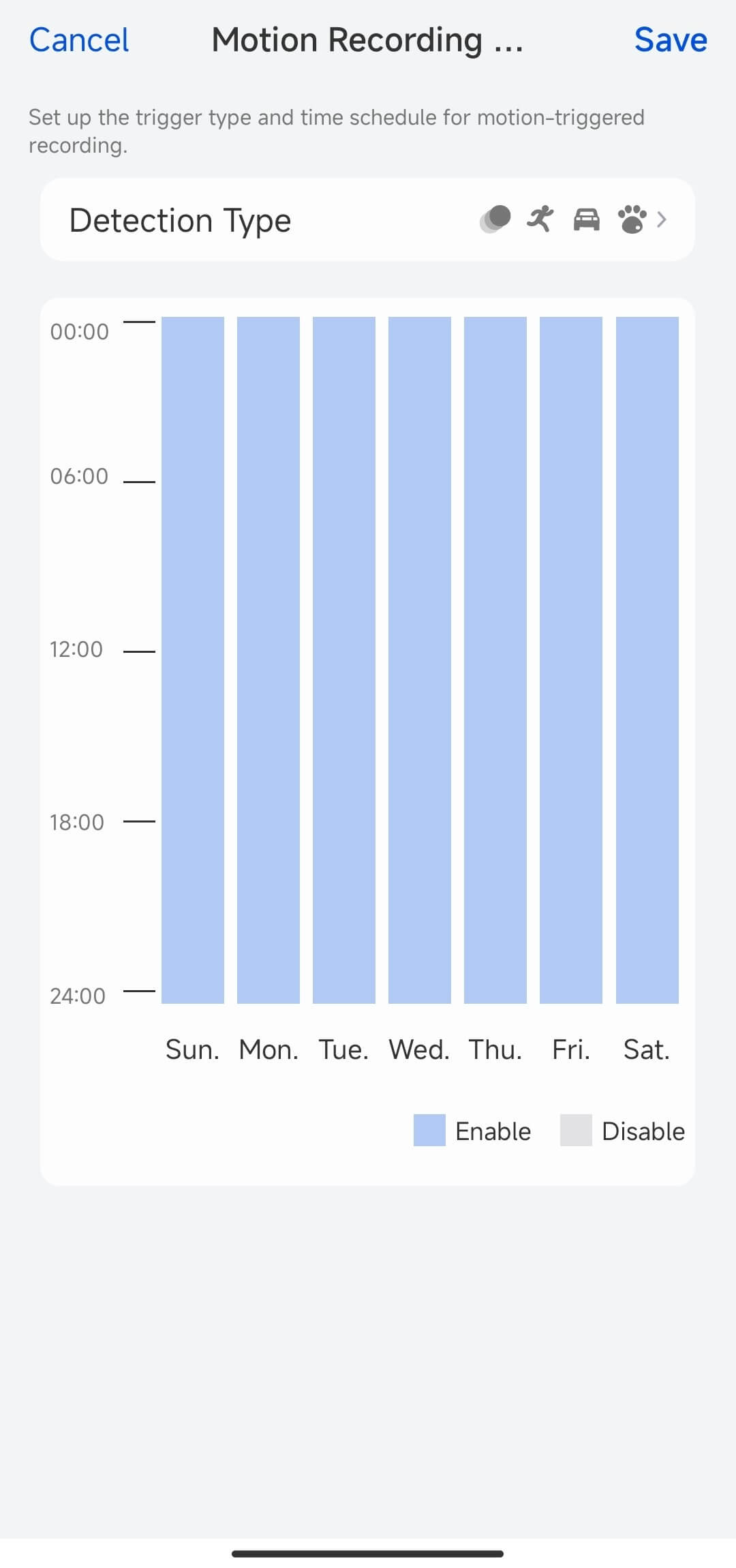 motion recording schedule