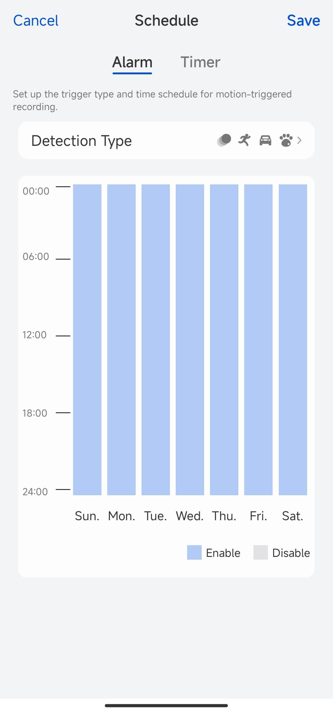 alarm all time schedule NVR