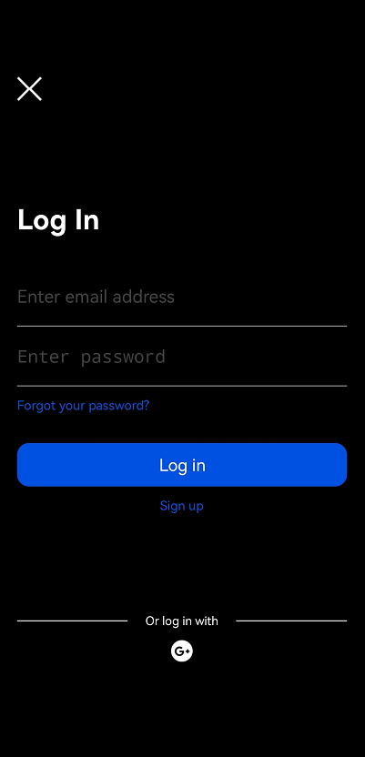 Enter account email and password