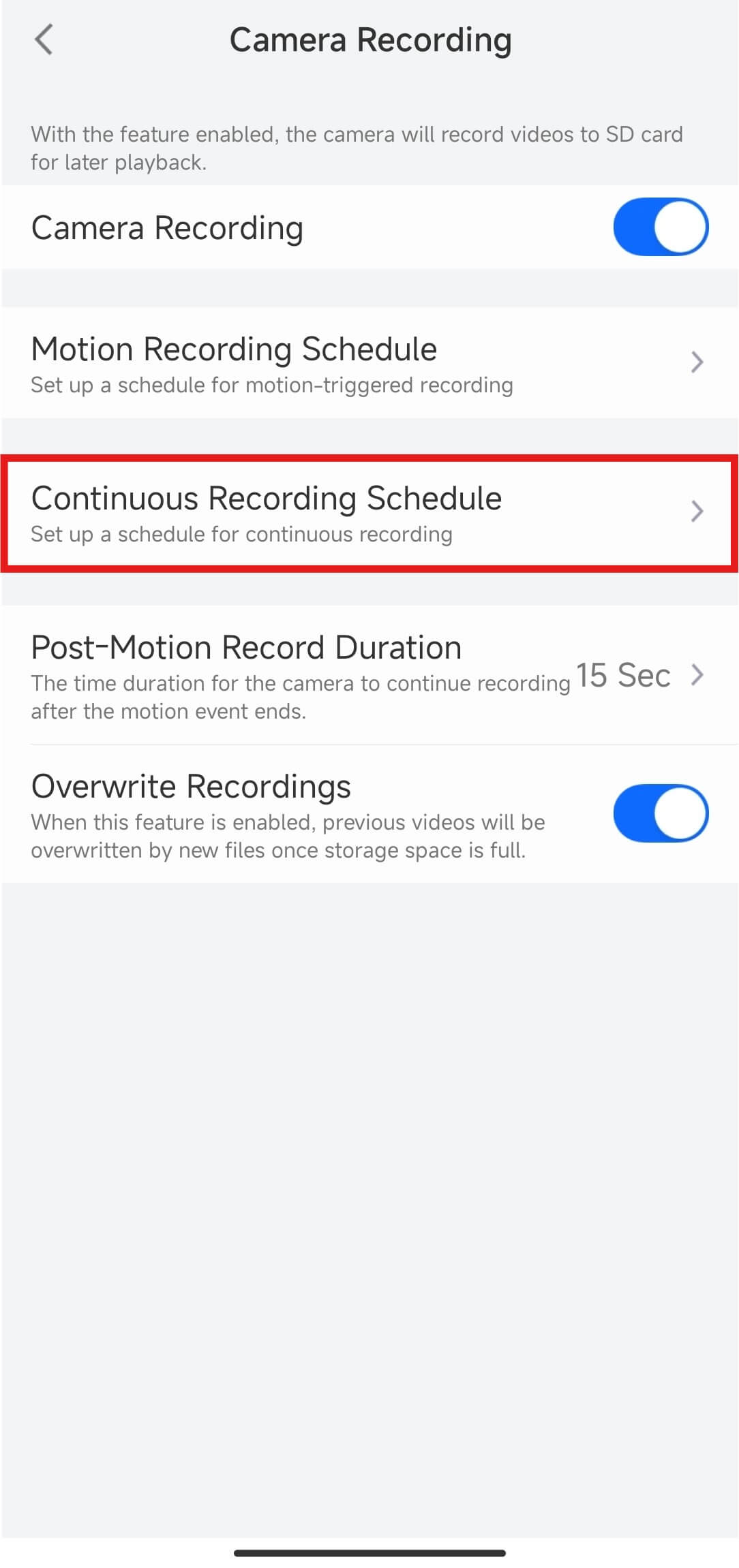 continuous recording