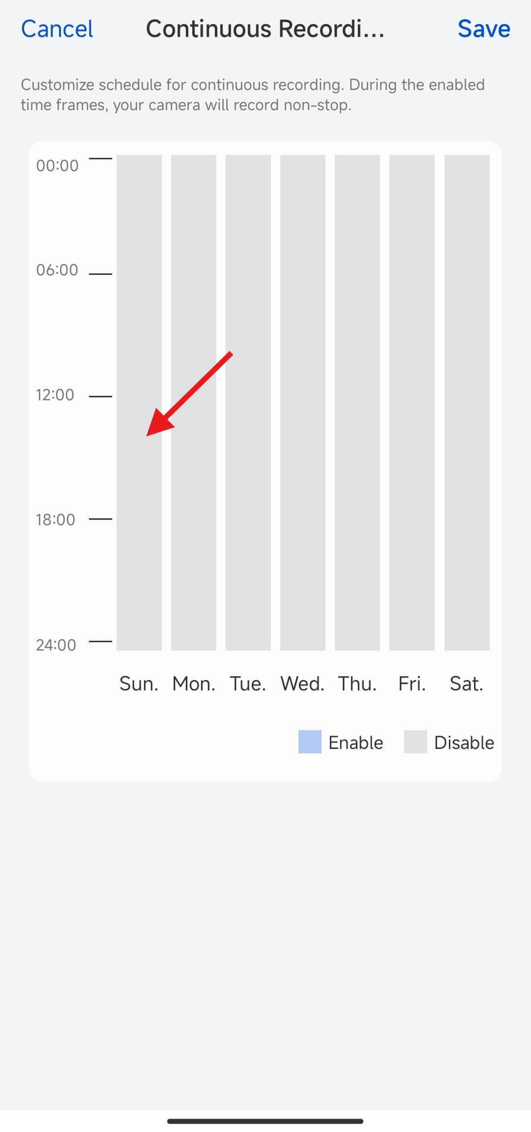 continuous recording schedule bar