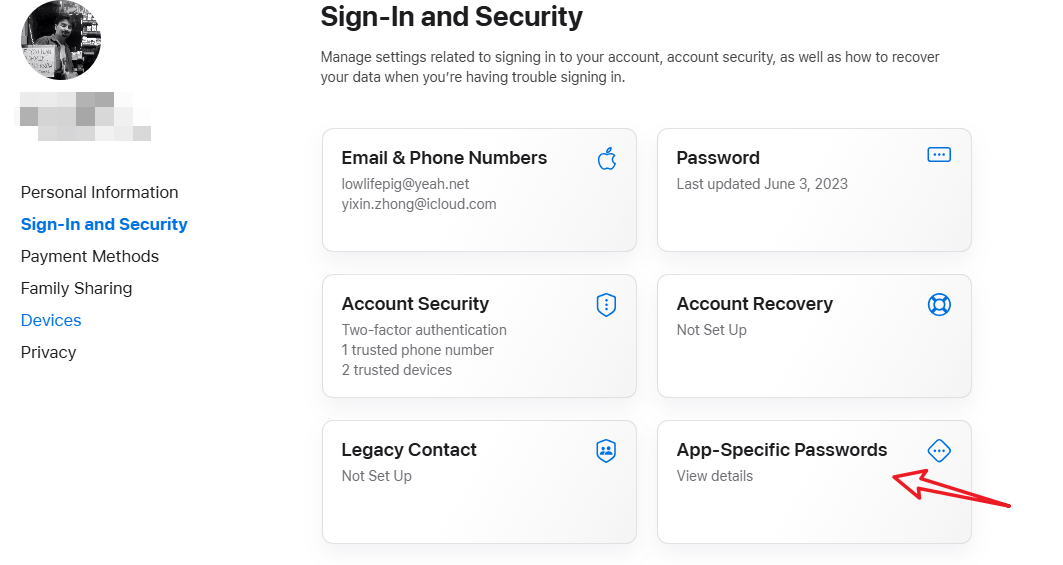 app specific passwords