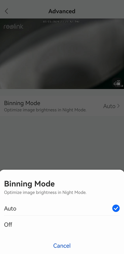 the binning mode