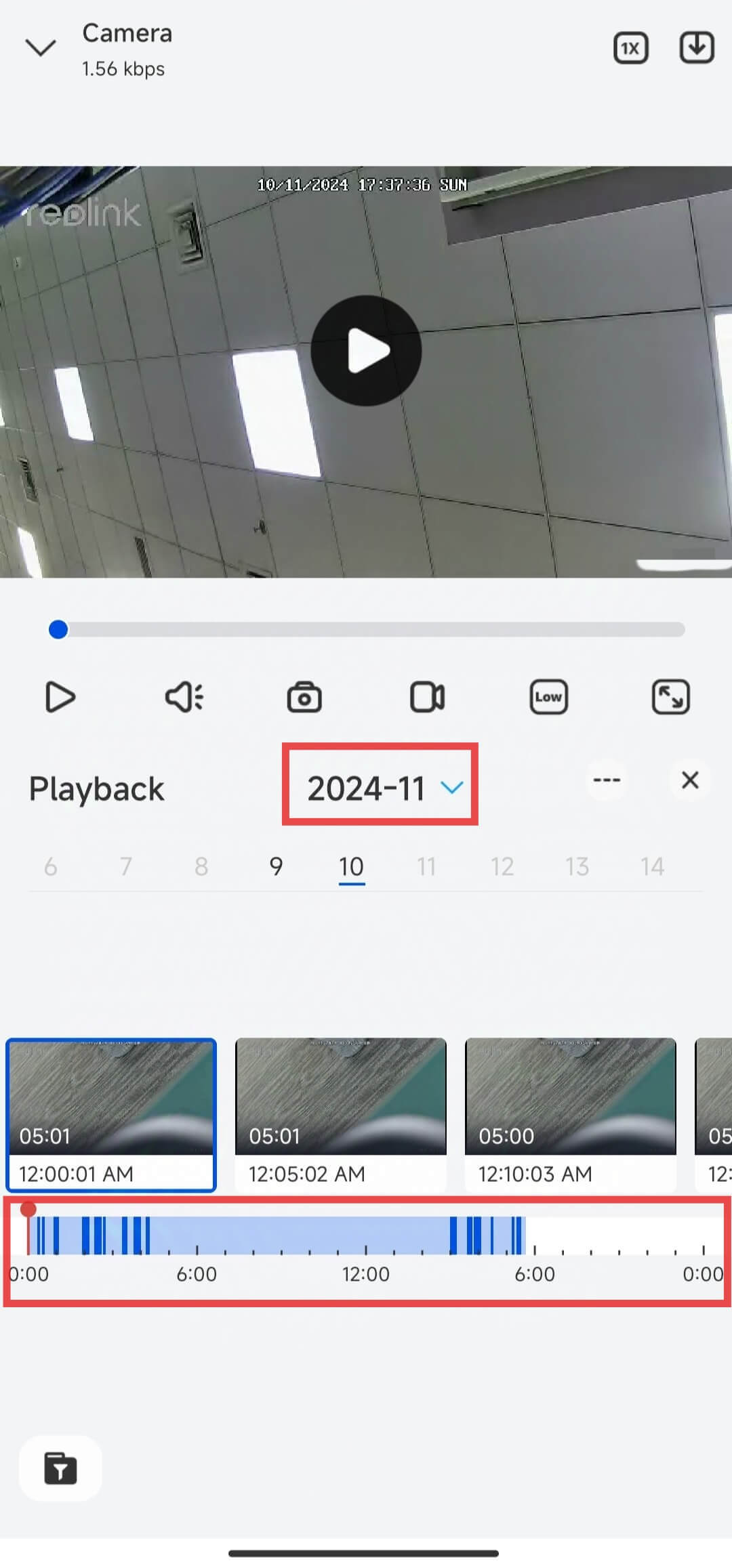 Camera playback page