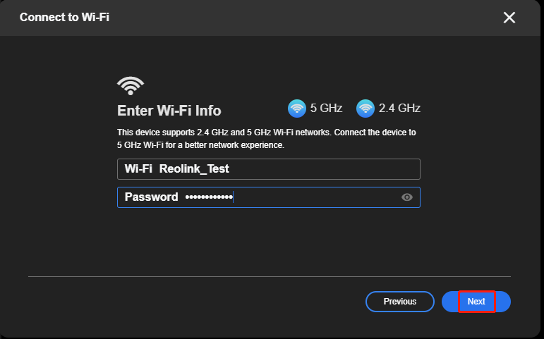 Enter WiFi info