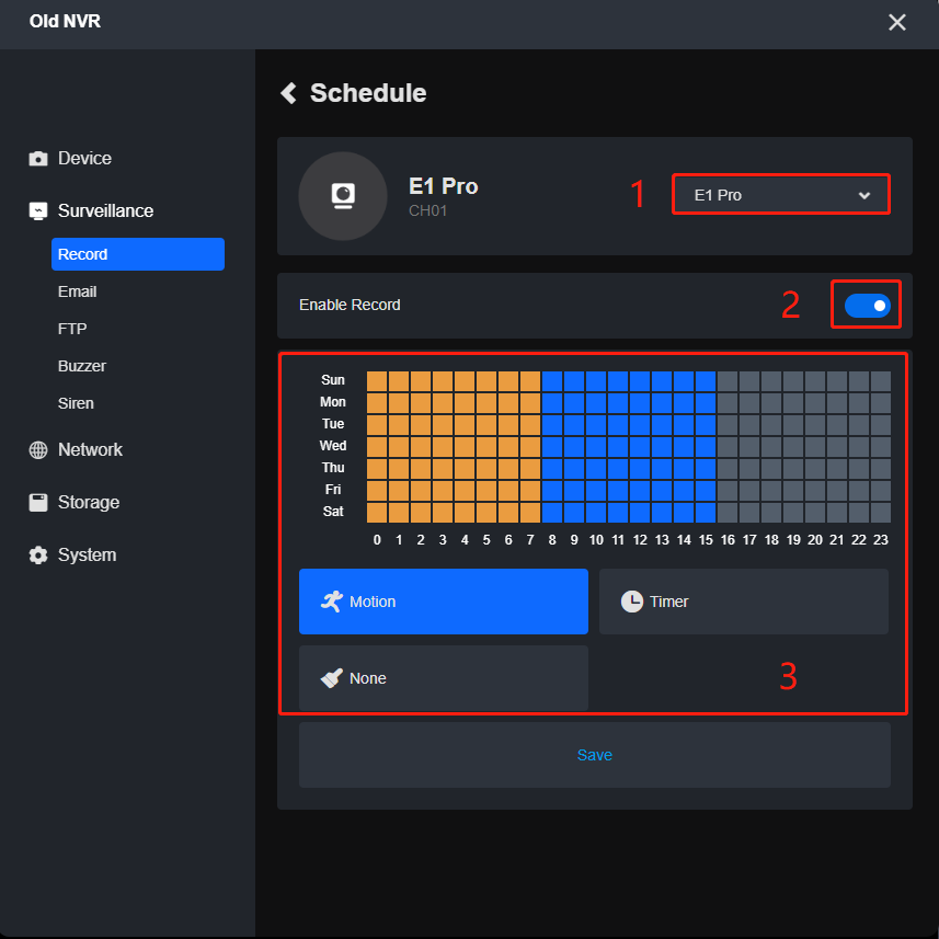 Old NVR schedule