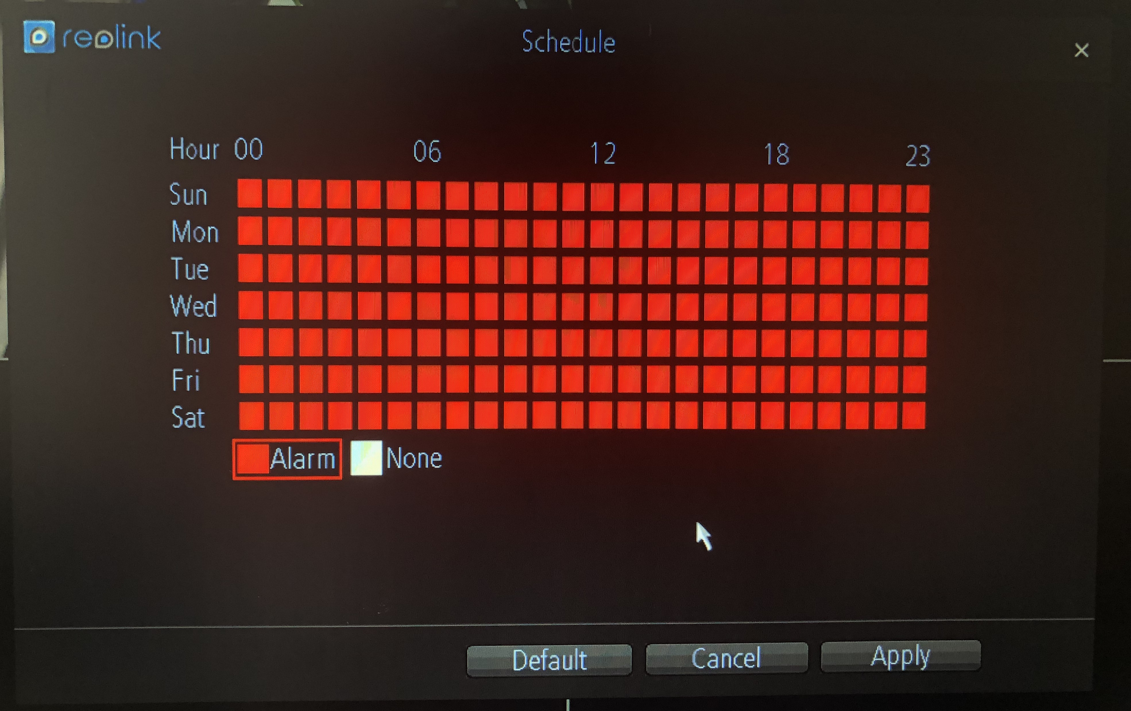 WiFi NVR alarm schedule