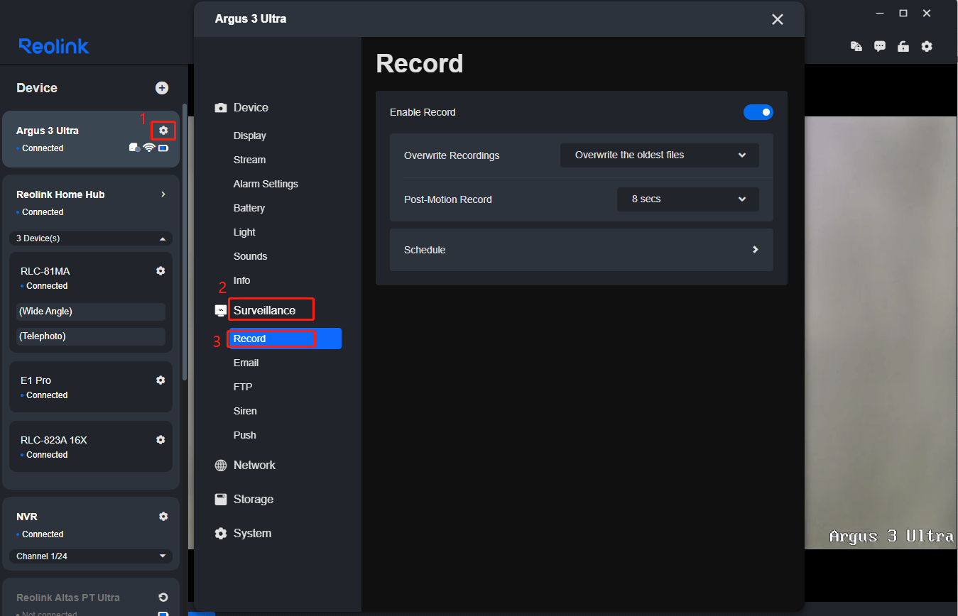 enable record