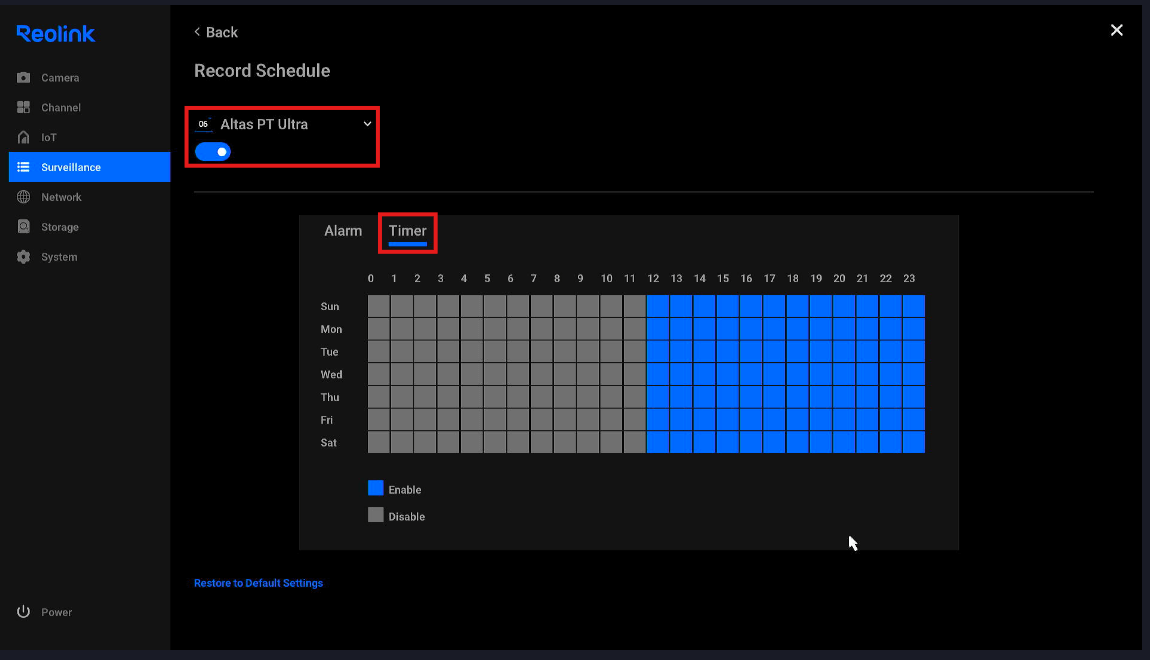 Altas Timer schedule