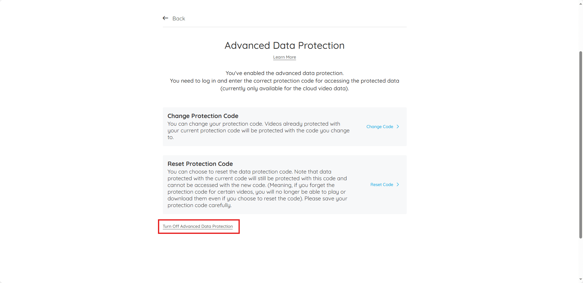 advanced data protection enabled notes