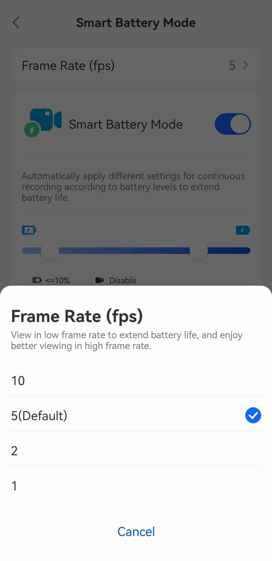 frame rate select