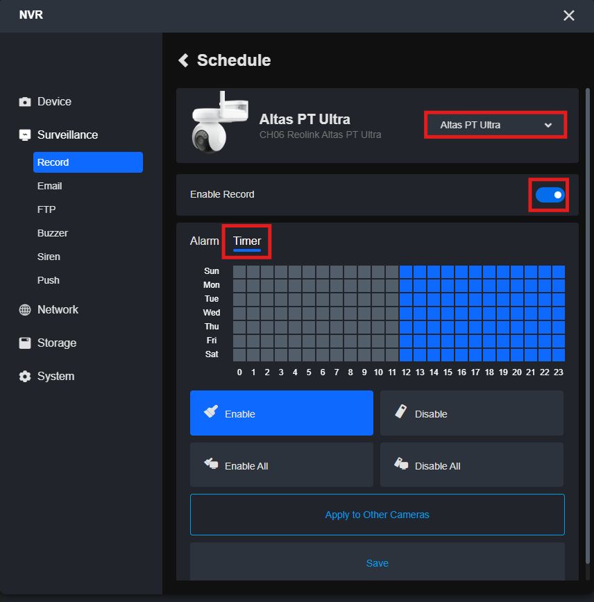 Altas timer schedule