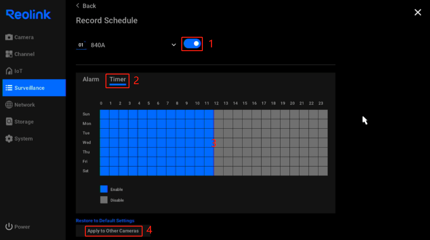 continuous schedule NVR