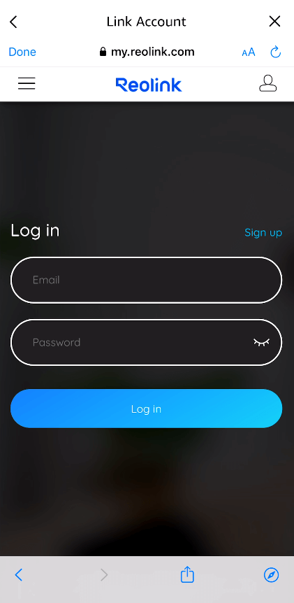 Log in your Reolink account