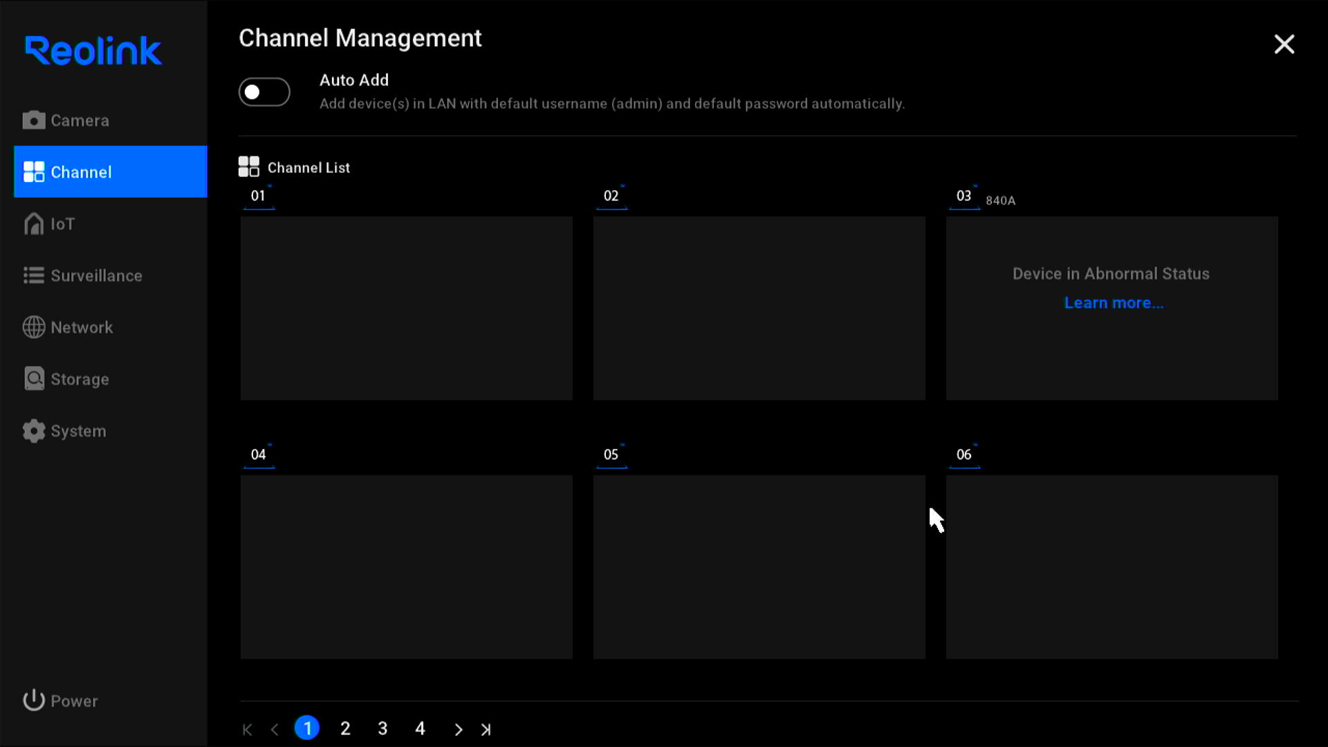 device is abnormal status ip channel