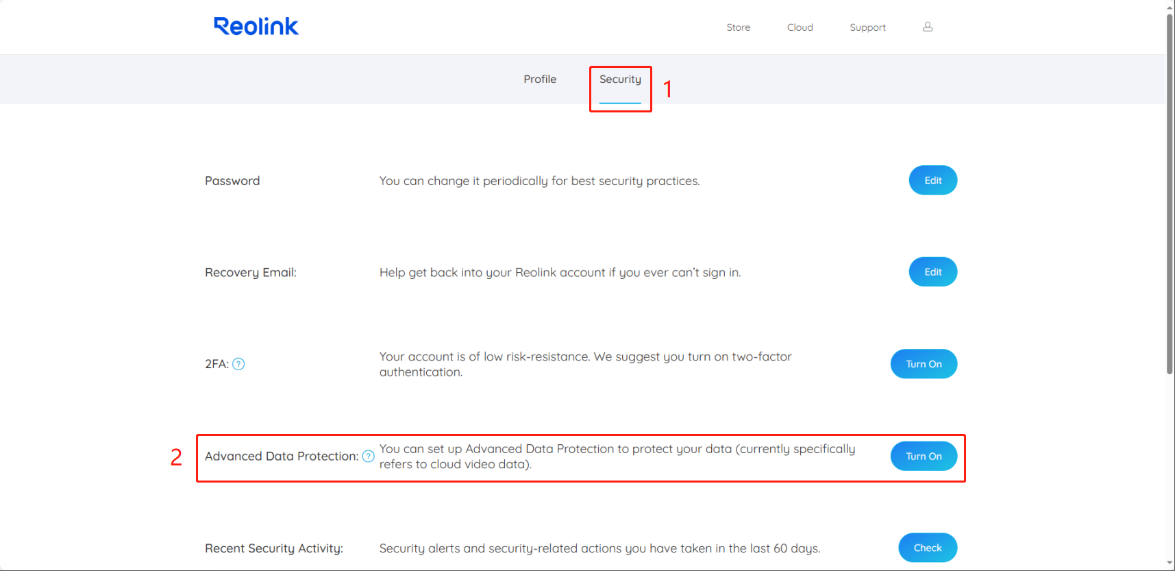 turn on advanced data protection second