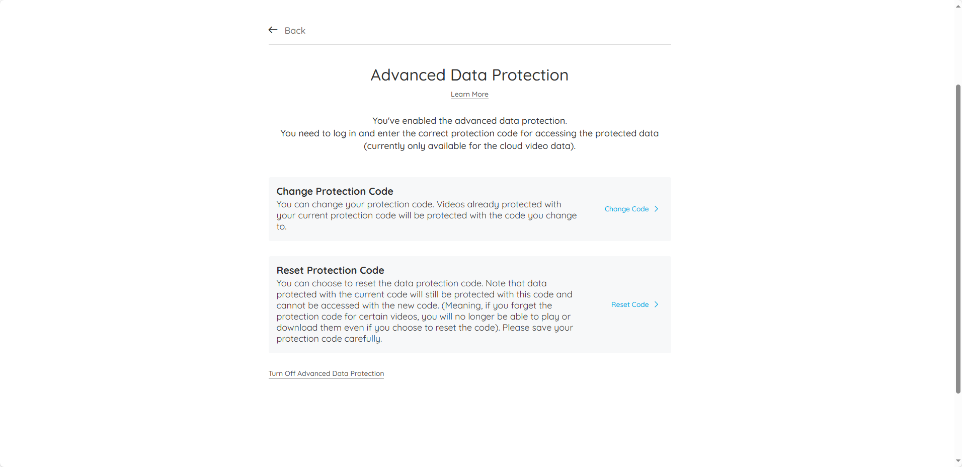 advanced data protection enabled notes