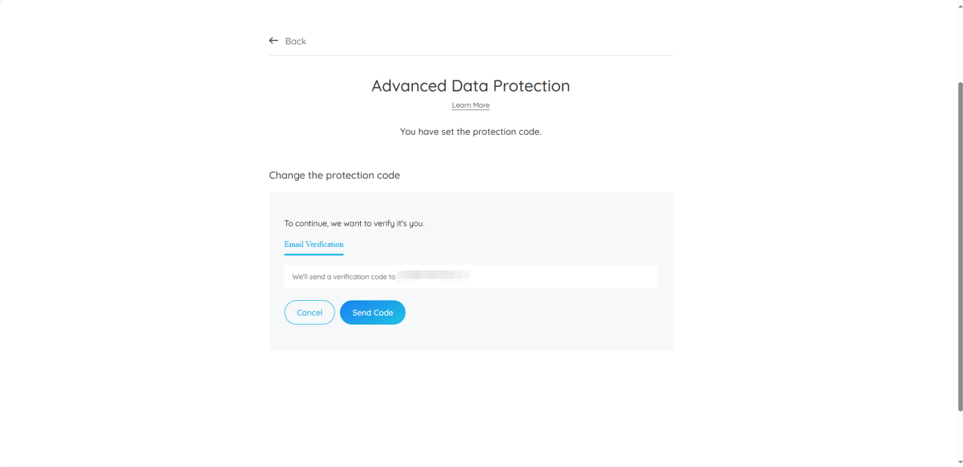change advanced data protection code