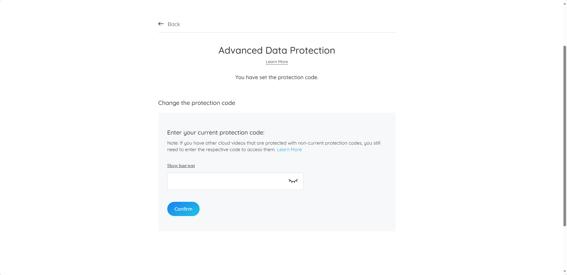 enter current code to change