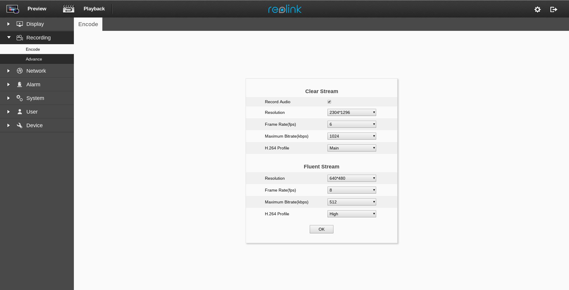 Recording Encode Page