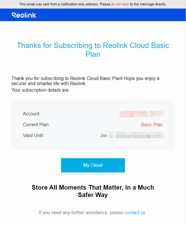 cloud subscribing successful