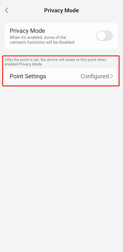 point settings configured