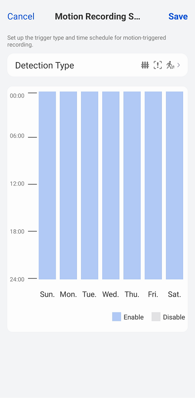 motion triggered recording schedule