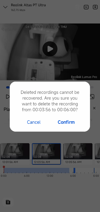 confirm the delete