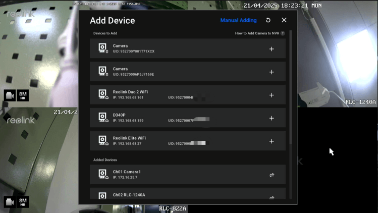 add device（live view）