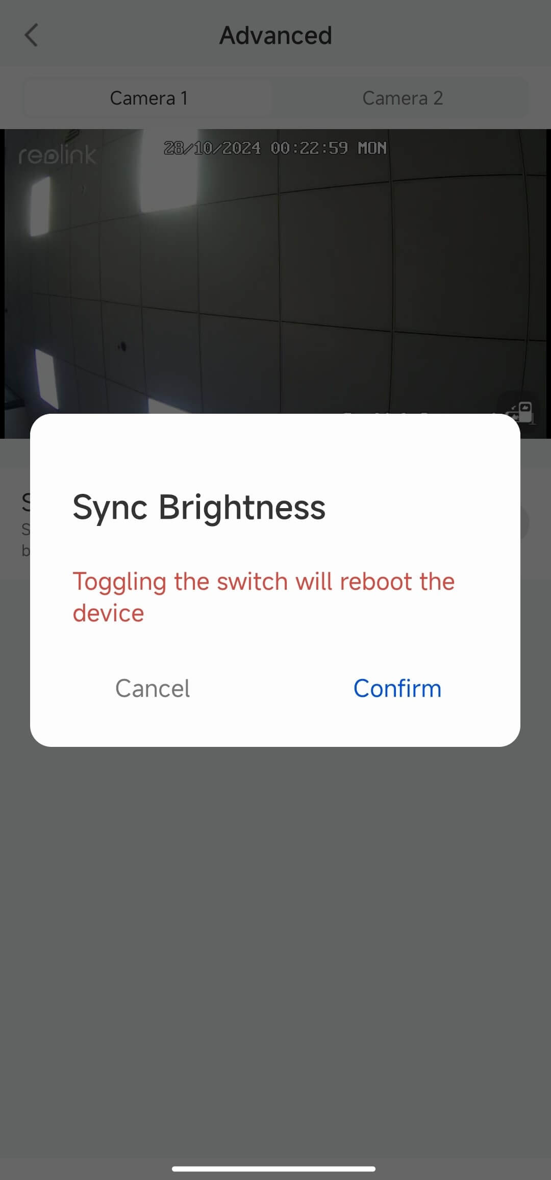 sync brightness confirm