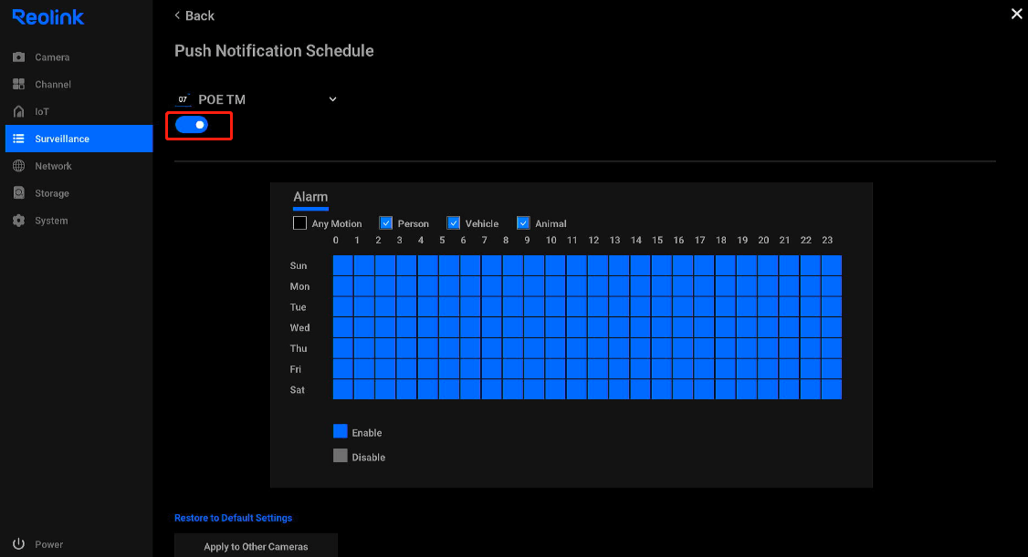 Enable the toggle switch