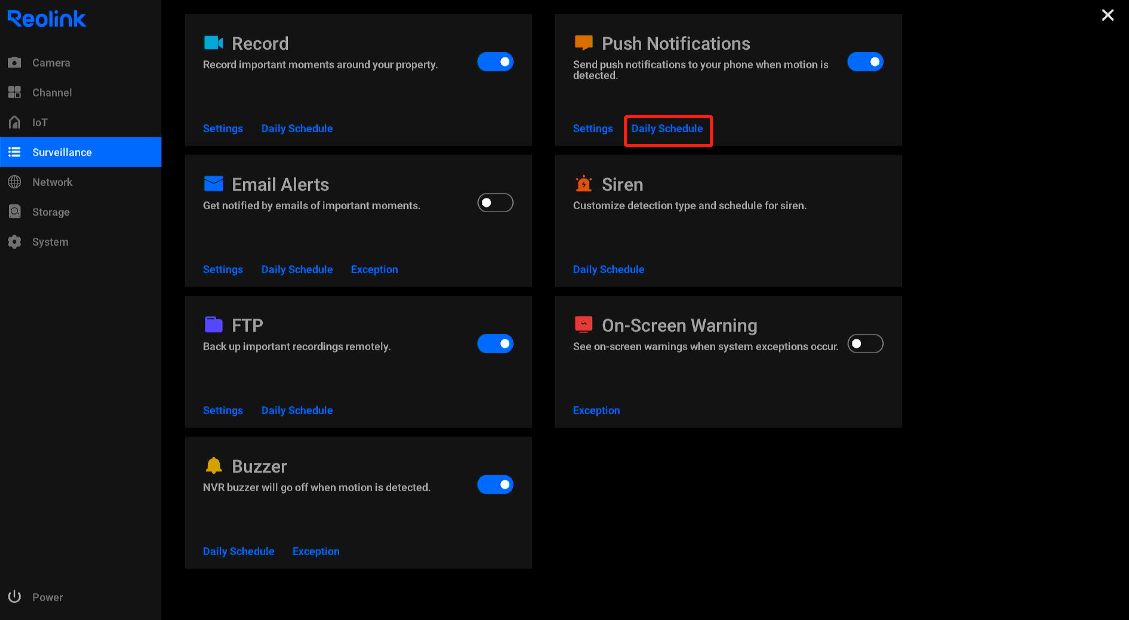 Click Daily Schedule of Push Notifications