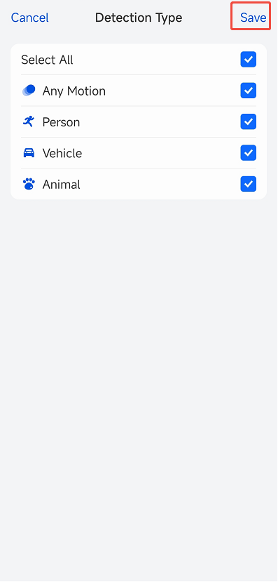 save detection type