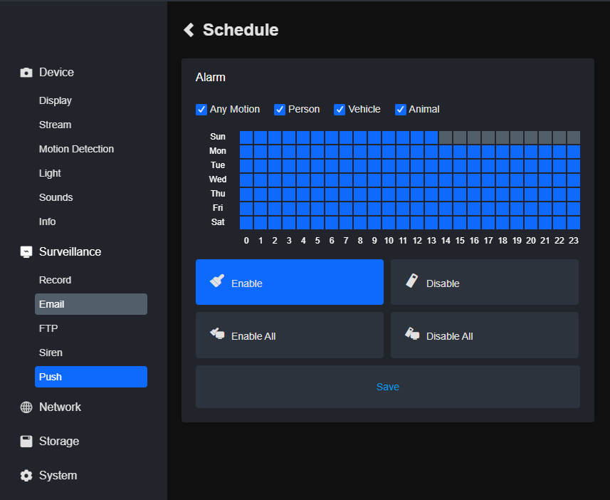 push schedule client