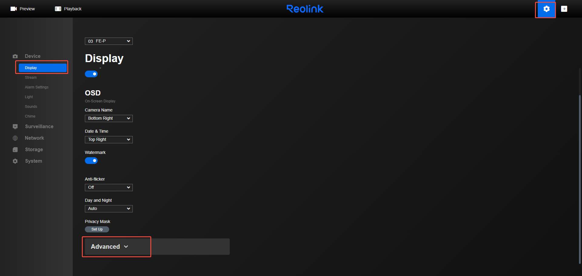 advanced display page