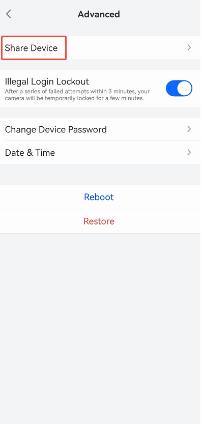 tap share device button