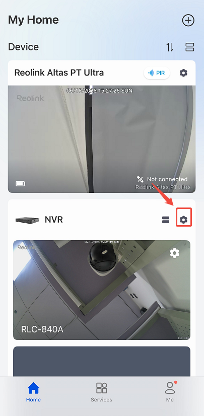 Gear icon NVR