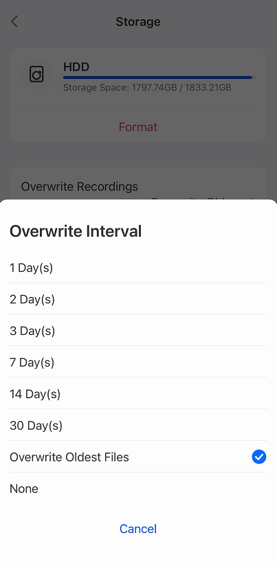 NVR overwrite interval