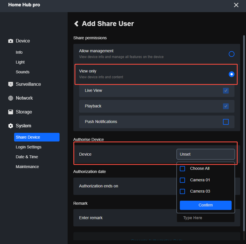 hub authorise device