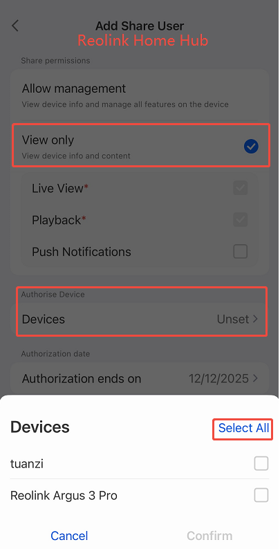 home hub choose device