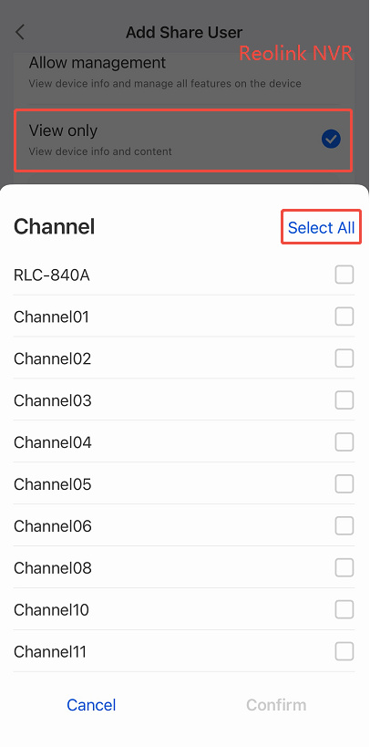 nvr choose channel