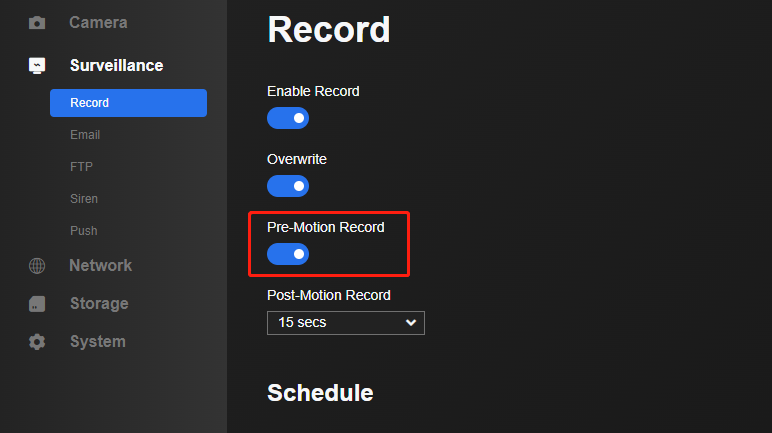 pre motion record via web