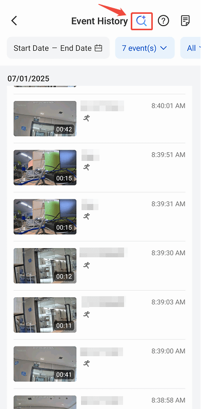 event history AI video search