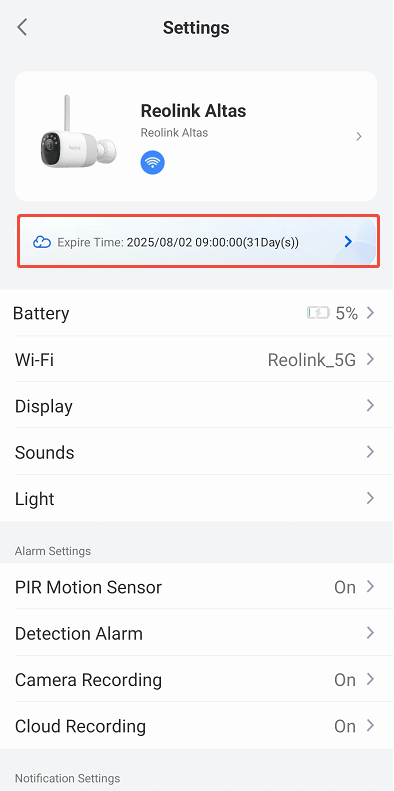 cloud entry settings
